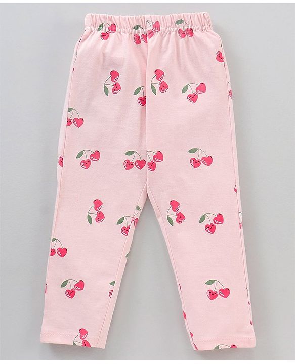Babyhug Half Sleeves Cotton Night Suit Cherry Print- Pink