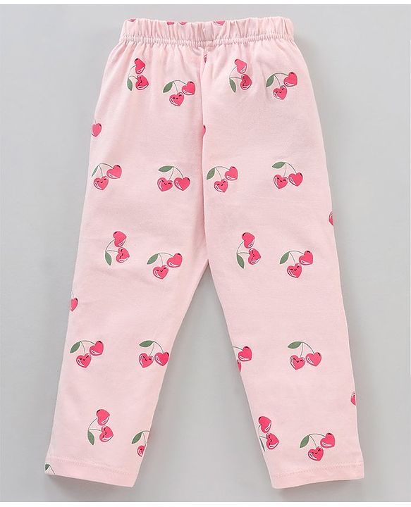 Babyhug Half Sleeves Cotton Night Suit Cherry Print- Pink