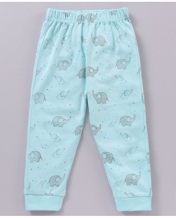 Babyhug Half Sleeves T-Shirt & Pyjama Set Elephant Print - Mint
