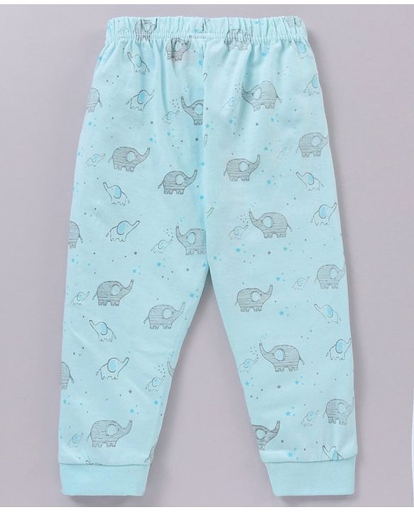 Babyhug Half Sleeves T-Shirt & Pyjama Set Elephant Print - Mint