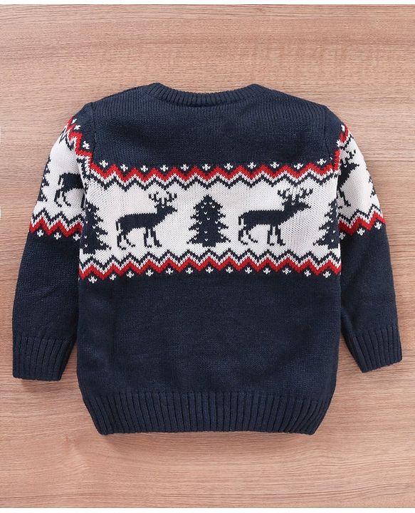 Babyhug Full Sleeves Sweater Placement Design- Blue