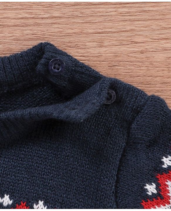 Babyhug Full Sleeves Sweater Placement Design- Blue