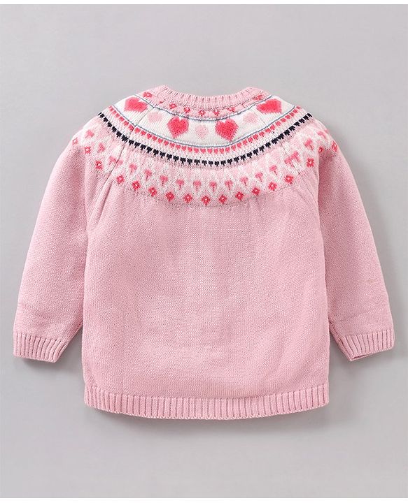 Babyhug Knit Full Sleeves Sweater - Pink
