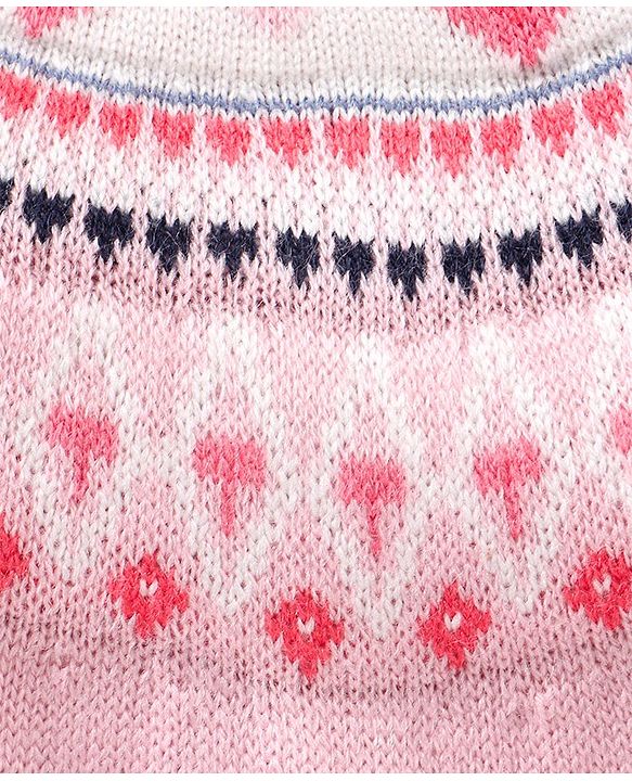 Babyhug Knit Full Sleeves Sweater - Pink