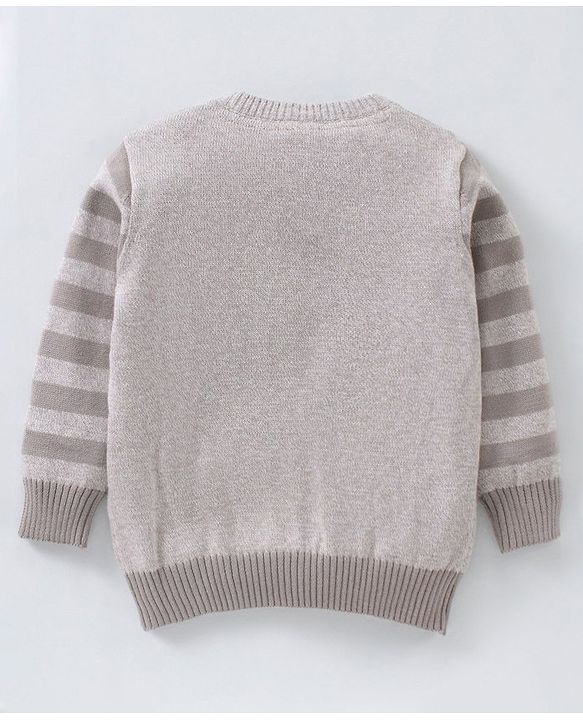Babyhug Full Sleeves Sweater Squirrel Design - Light Grey