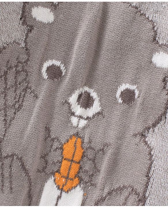 Babyhug Full Sleeves Sweater Squirrel Design - Light Grey