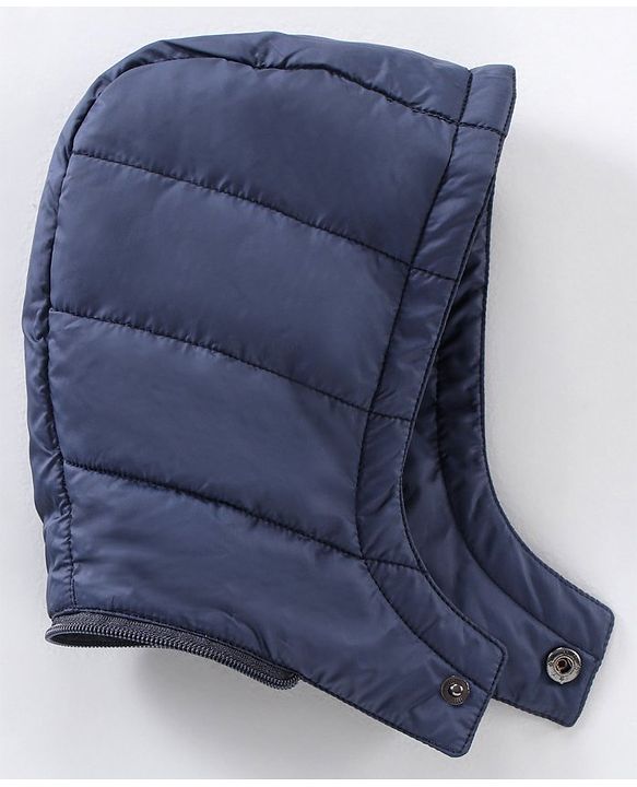 Babyhug Full Sleeves Color Block Hooded Jacket- Navy White Yellow
