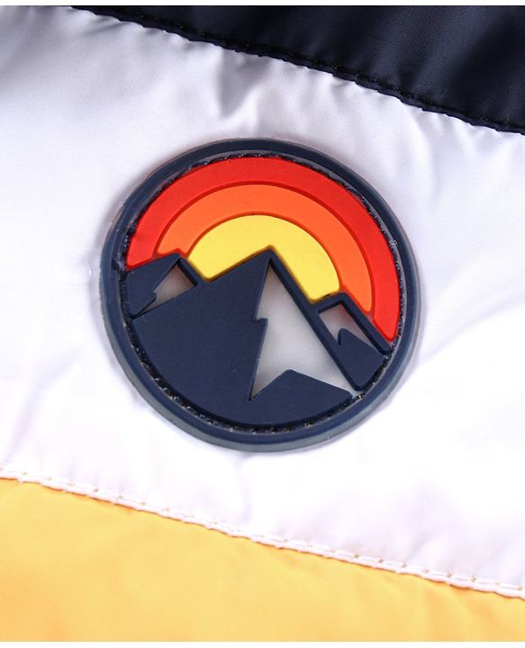 Babyhug Full Sleeves Color Block Hooded Jacket- Navy White Yellow