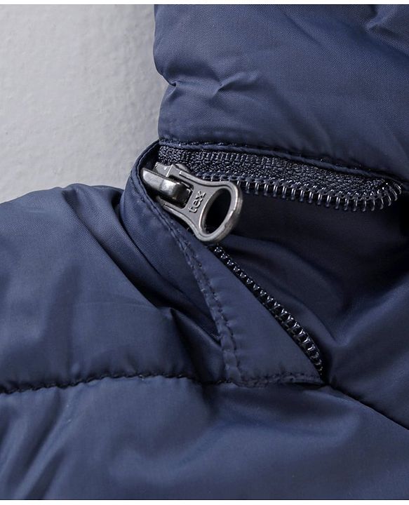 Babyhug Full Sleeves Color Block Hooded Jacket- Navy White Yellow