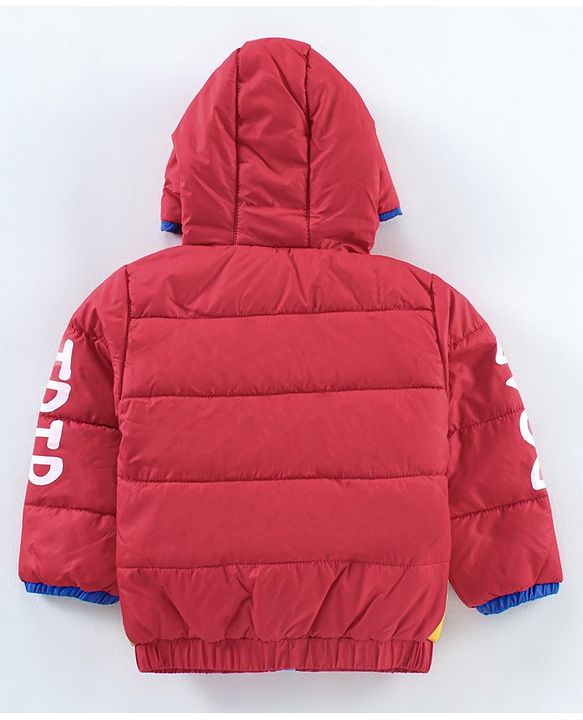Babyhug Full Sleeves Color Block Hooded Jacket- Yellow Red