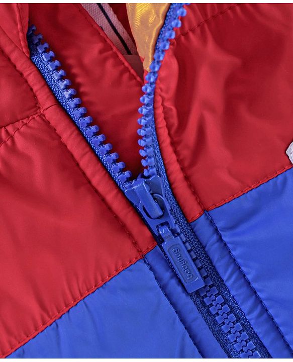 Babyhug Full Sleeves Color Block Hooded Jacket- Yellow Red