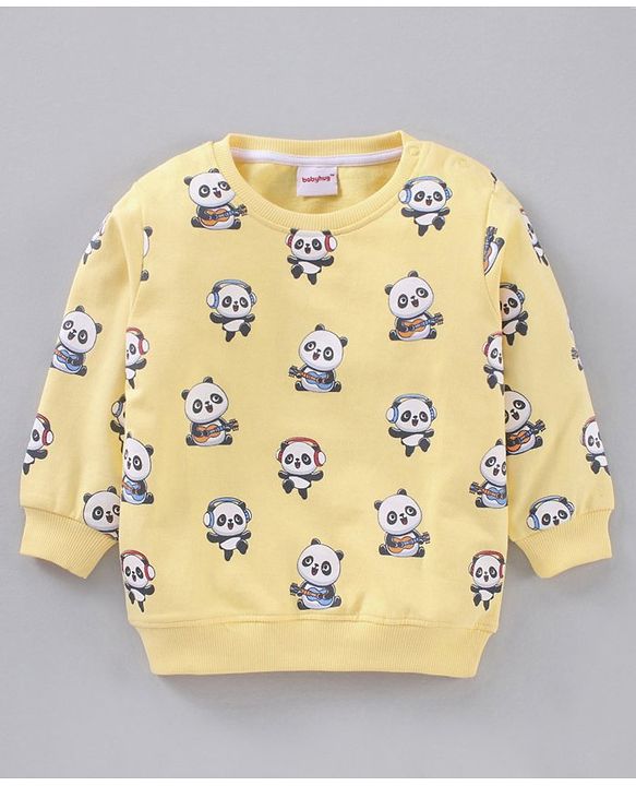 Babyhug Full Sleeves Sweatshirt Panda & Text Print Pack of 2- Multicolor