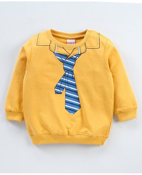 Babyhug Full Sleeves Sweatshirts Bear Print Pack of 2 - Yellow Blue