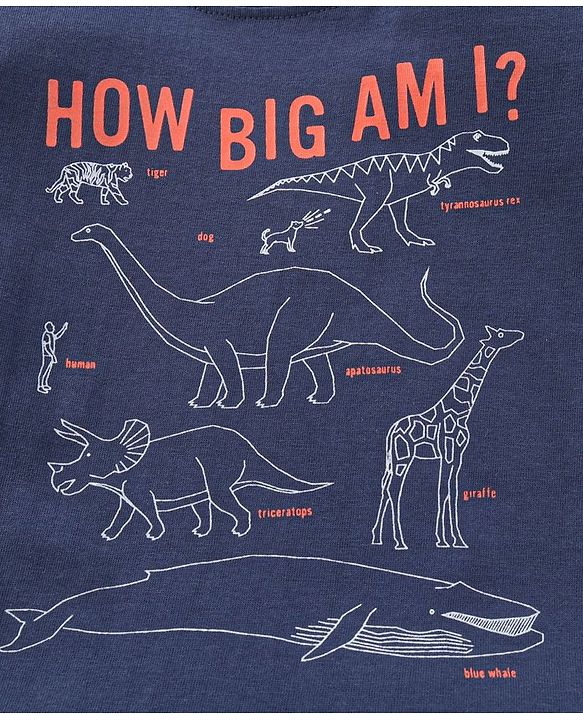 Babyhug Full Sleeves T-Shirt Animal Print - Navy Blue