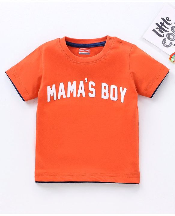 Babyhug Half Sleeves T-Shirt Text Print - Orange