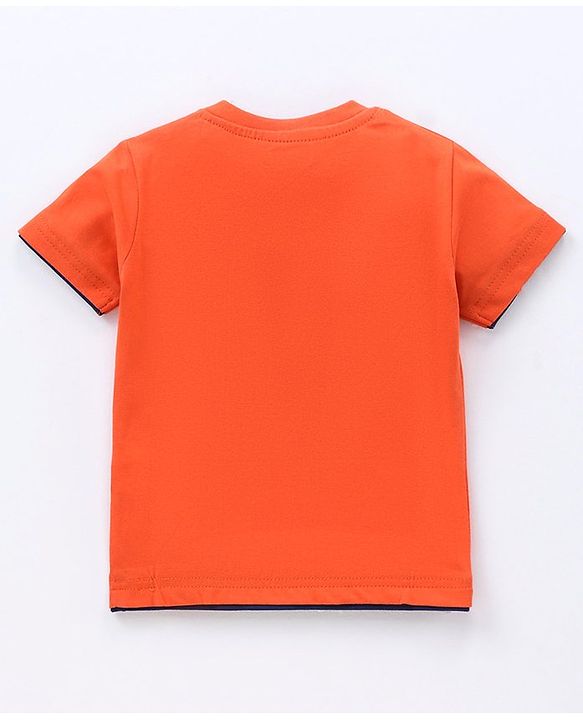 Babyhug Half Sleeves T-Shirt Text Print - Orange