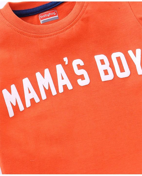 Babyhug Half Sleeves T-Shirt Text Print - Orange