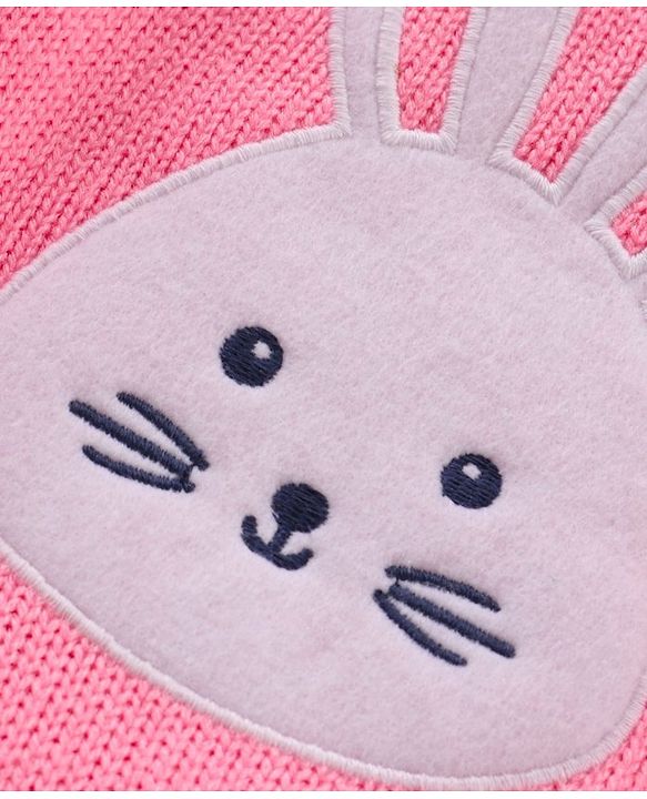 Babyhug Full Sleeves Pullover Sweater Bunny Print - Pink