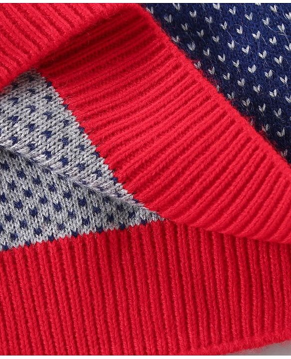 Babyhug Full Sleeves Knit Sweater - Grey Navy
