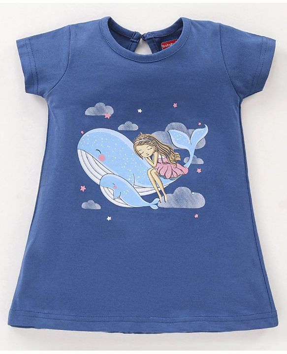 Babyhug Half Sleeves Nighty Star & Whale Print Pack of 2 - Blue