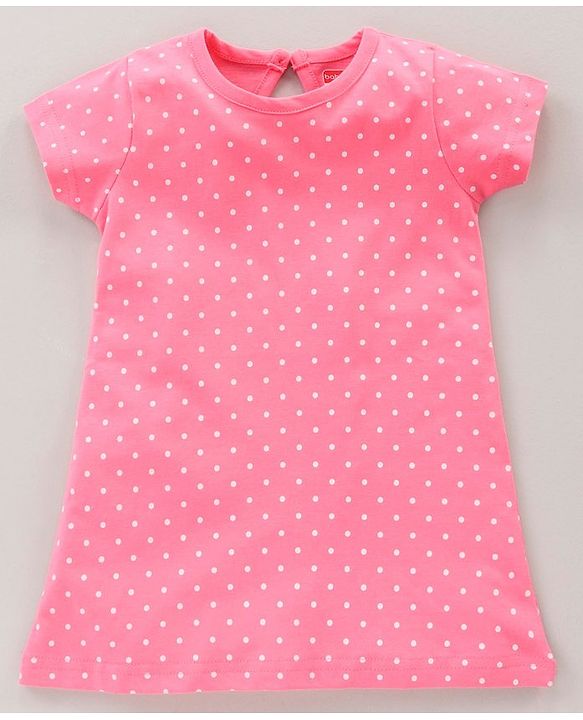Babyhug Half Sleeves Nighty Kitty Dot & Print Pack of 2 - Peach Pink