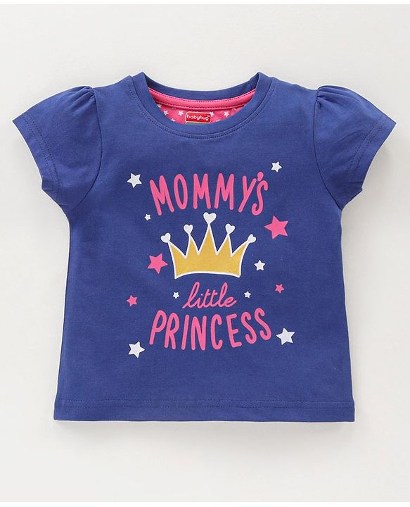 Babyhug Half Sleeves Top & Shorts Crown Print - Blue Pink