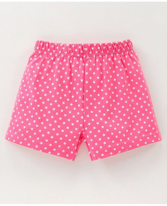 Babyhug Half Sleeves Top & Shorts Crown Print - Blue Pink