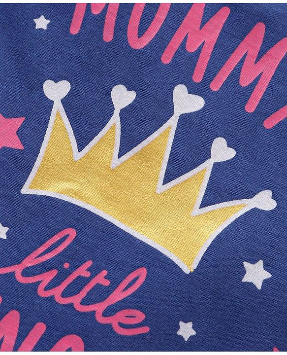 Babyhug Half Sleeves Top & Shorts Crown Print - Blue Pink