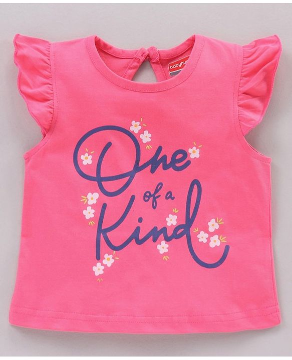Babyhug Short Sleeves Capri Night Suit Text Print - Pink