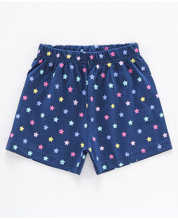 Babyhug Half Sleeves Printed Top & Shorts - Pink Navy