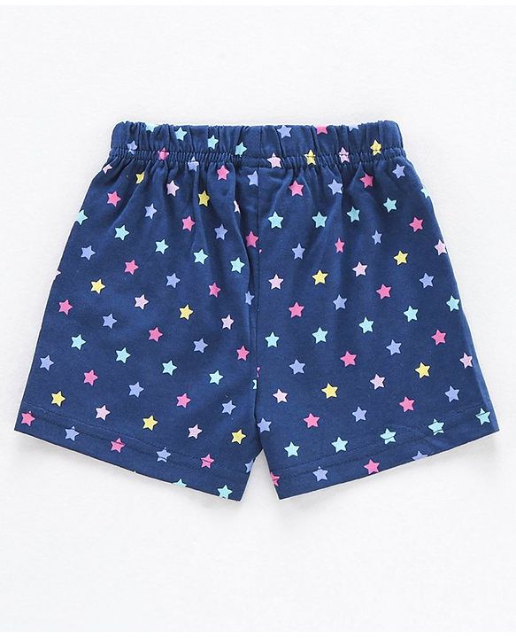 Babyhug Half Sleeves Printed Top & Shorts - Pink Navy