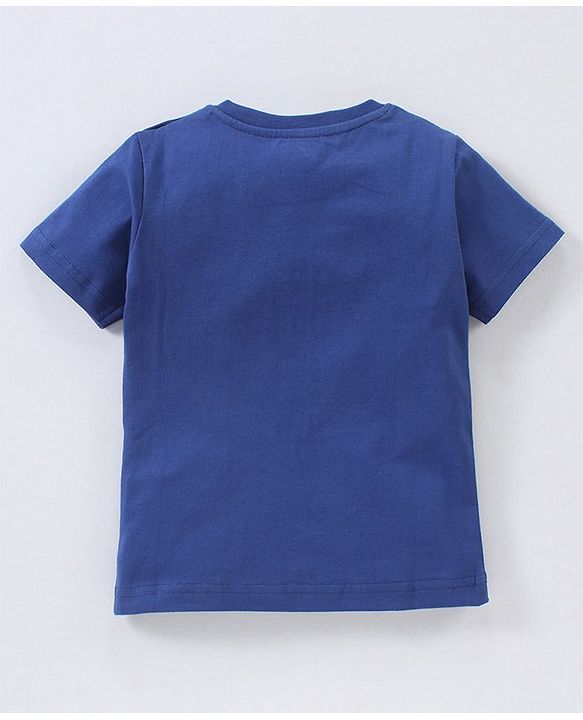 Babyhug Cotton Half Sleeves Night Suit Star and Text Print - Navy Blue