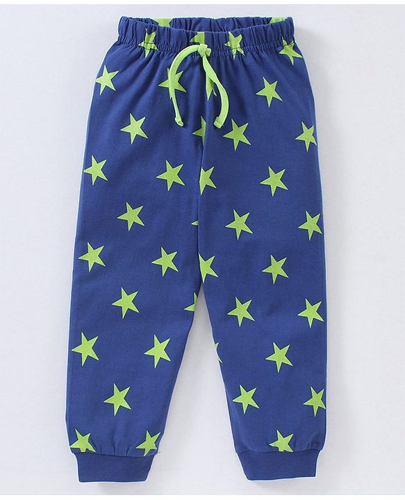 Babyhug Cotton Half Sleeves Night Suit Star and Text Print - Navy Blue