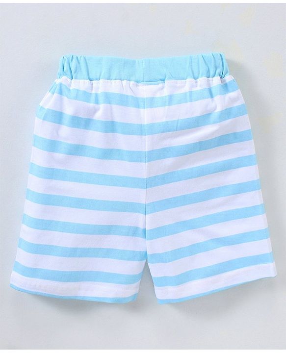 Babyhug Half Sleeves Cotton Shorts Set Shark Printed - Blue