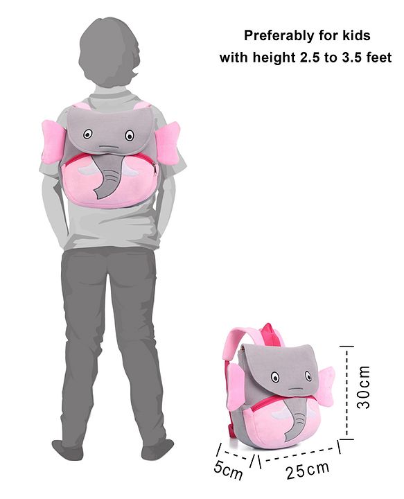 Babyhug Elephant Shaped Soft Toy Bag 11 Inches (Colour & Print May Vary)