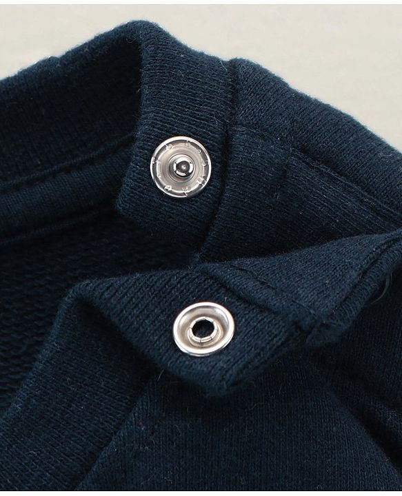 Babyhug Full Sleeves Sweatshirt With Sequence Embroidery & Bow Detailing- Navy