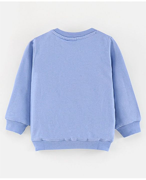 Babyhug Full Sleeves Cotton Knit Sweatshirt With Graphics - Blue