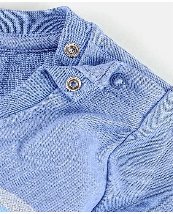 Babyhug Full Sleeves Cotton Knit Sweatshirt With Graphics - Blue