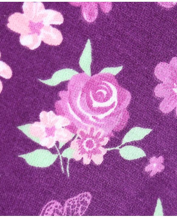 Babyhug Full Sleeve Sweatshirt Floral Print with Frill Detailing - Violet