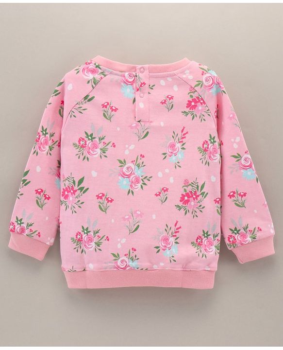 Babyhug Full Sleeves Sweatshirt Floral Print - Pink
