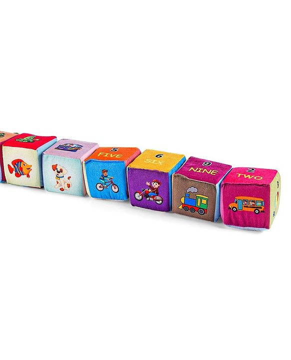 Babyhug 14 pcs Soft Colorful Stacking Cube Set| Alphabets, Numbers, Learning and Educational Brain Development Toy for 3-4 Years Kids| Building Blocks, Stacking and Sorting Gifting Toy| BIS Certified
