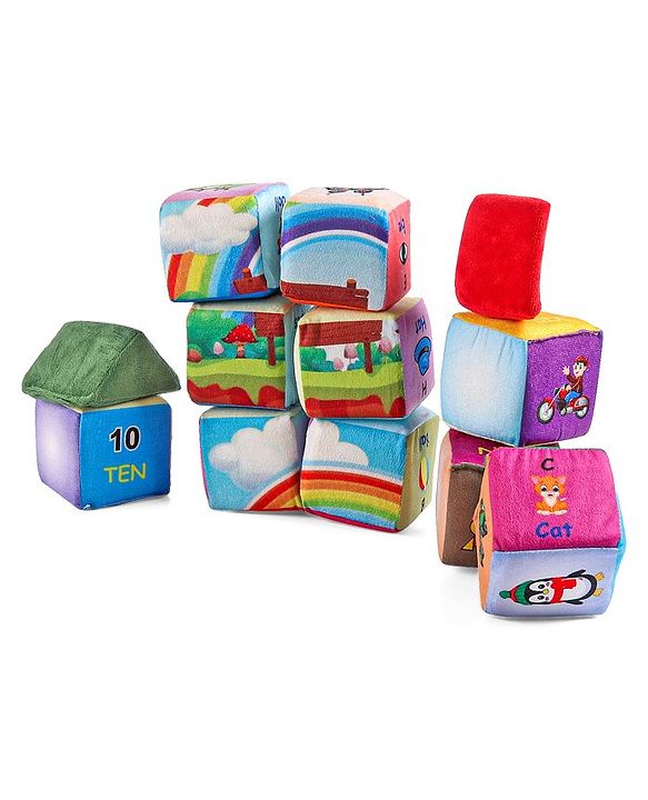 Babyhug 14 pcs Soft Colorful Stacking Cube Set| Alphabets, Numbers, Learning and Educational Brain Development Toy for 3-4 Years Kids| Building Blocks, Stacking and Sorting Gifting Toy| BIS Certified