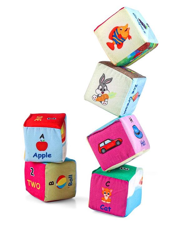 Babyhug 14 pcs Soft Colorful Stacking Cube Set| Alphabets, Numbers, Learning and Educational Brain Development Toy for 3-4 Years Kids| Building Blocks, Stacking and Sorting Gifting Toy| BIS Certified