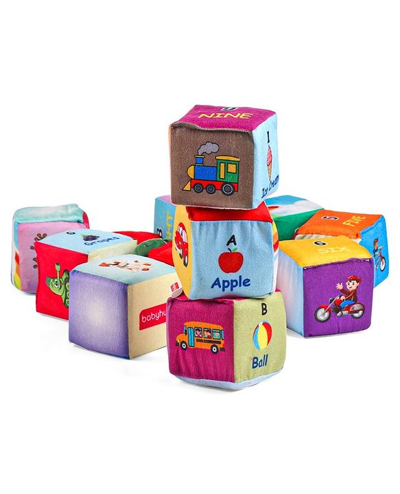 Babyhug 14 pcs Soft Colorful Stacking Cube Set| Alphabets, Numbers, Learning and Educational Brain Development Toy for 3-4 Years Kids| Building Blocks, Stacking and Sorting Gifting Toy| BIS Certified