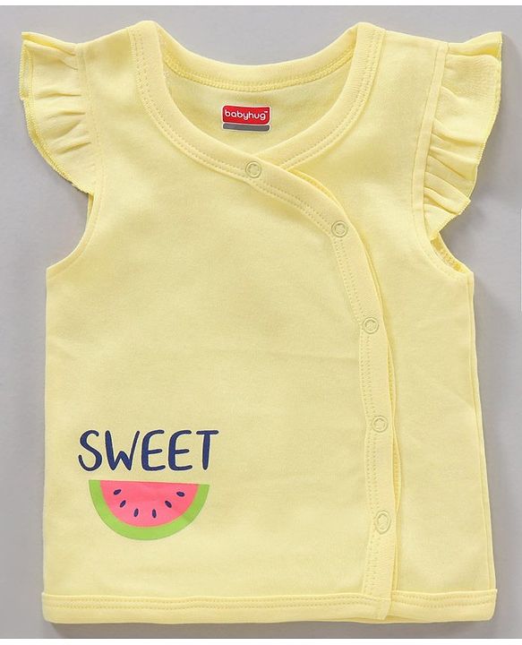 Babyhug 100% Cotton Sleeveless Stripe & Floral Printed Vest Pack Of 3 - Yellow Blue & White