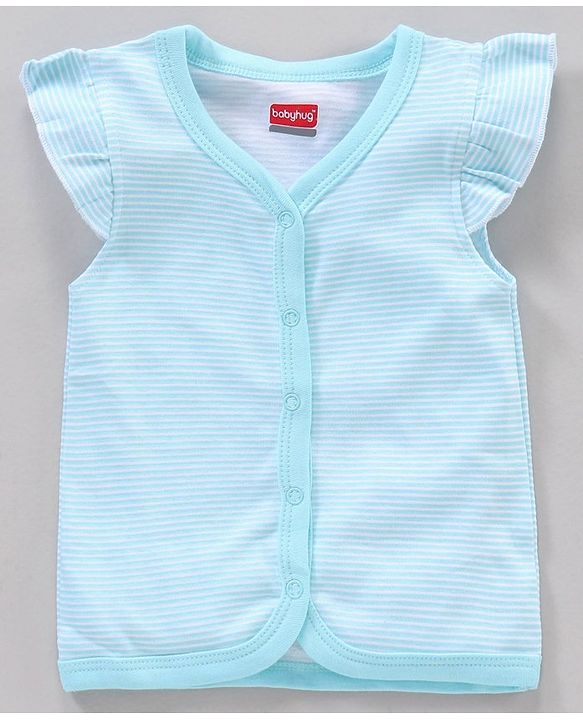Babyhug 100% Cotton Sleeveless Stripe & Floral Printed Vest Pack Of 3 - Yellow Blue & White