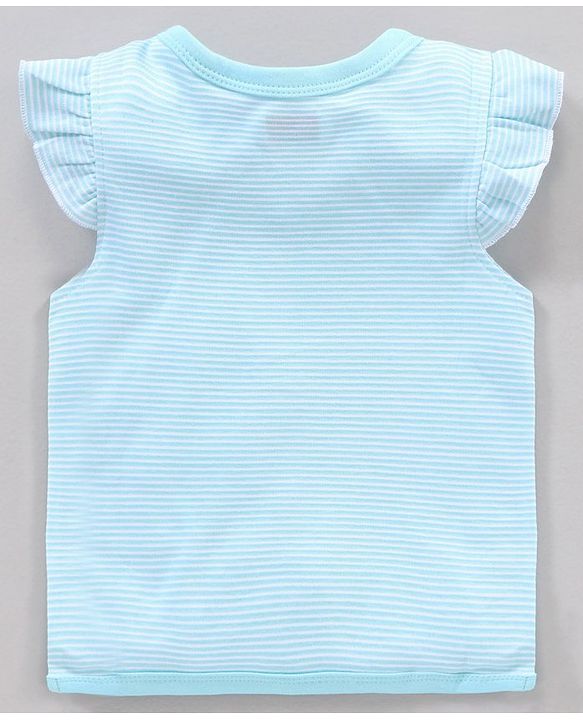 Babyhug 100% Cotton Sleeveless Stripe & Floral Printed Vest Pack Of 3 - Yellow Blue & White