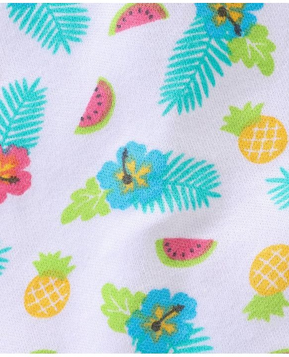 Babyhug 100% Cotton Sleeveless Stripe & Floral Printed Vest Pack Of 3 - Yellow Blue & White