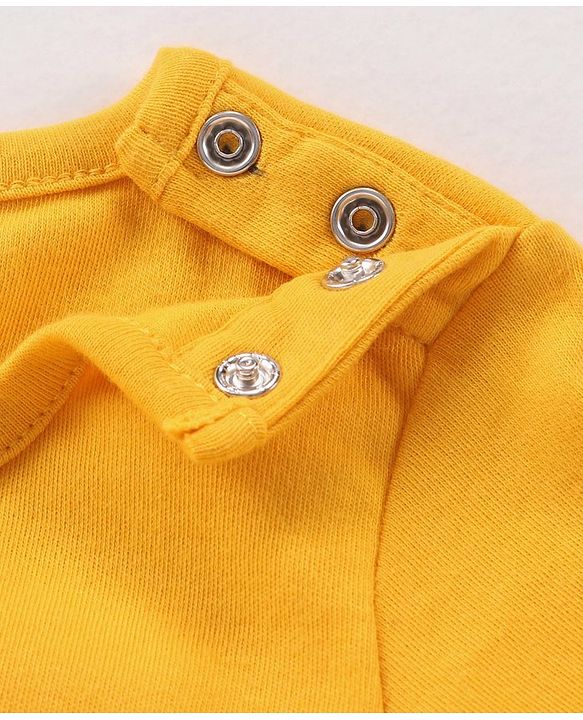 Babyhug 100% Cotton Full Sleeves Onesie Bear Print - Mustard