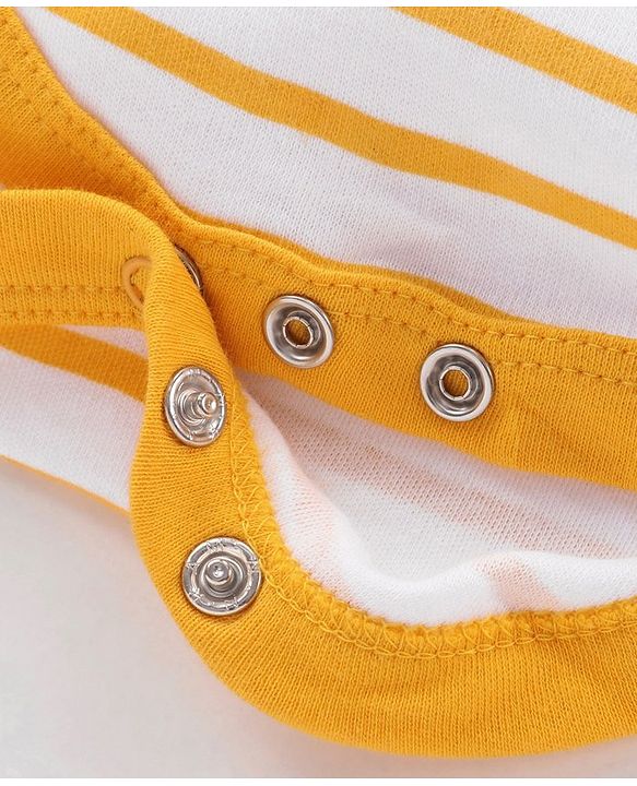 Babyhug 100% Cotton Full Sleeves Onesie Bear Print - Mustard